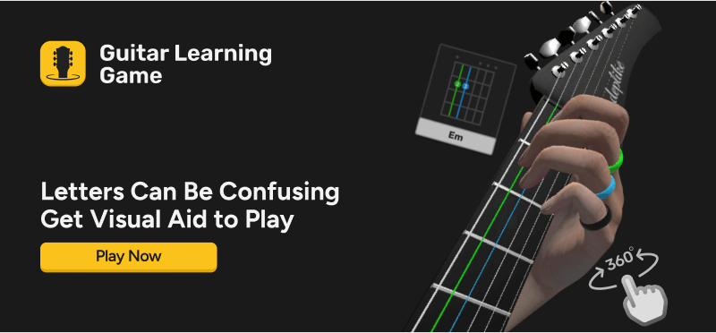 is hard guitar learn 3D chord hand model 360 degree rotate on Guitar Learning Game Aid